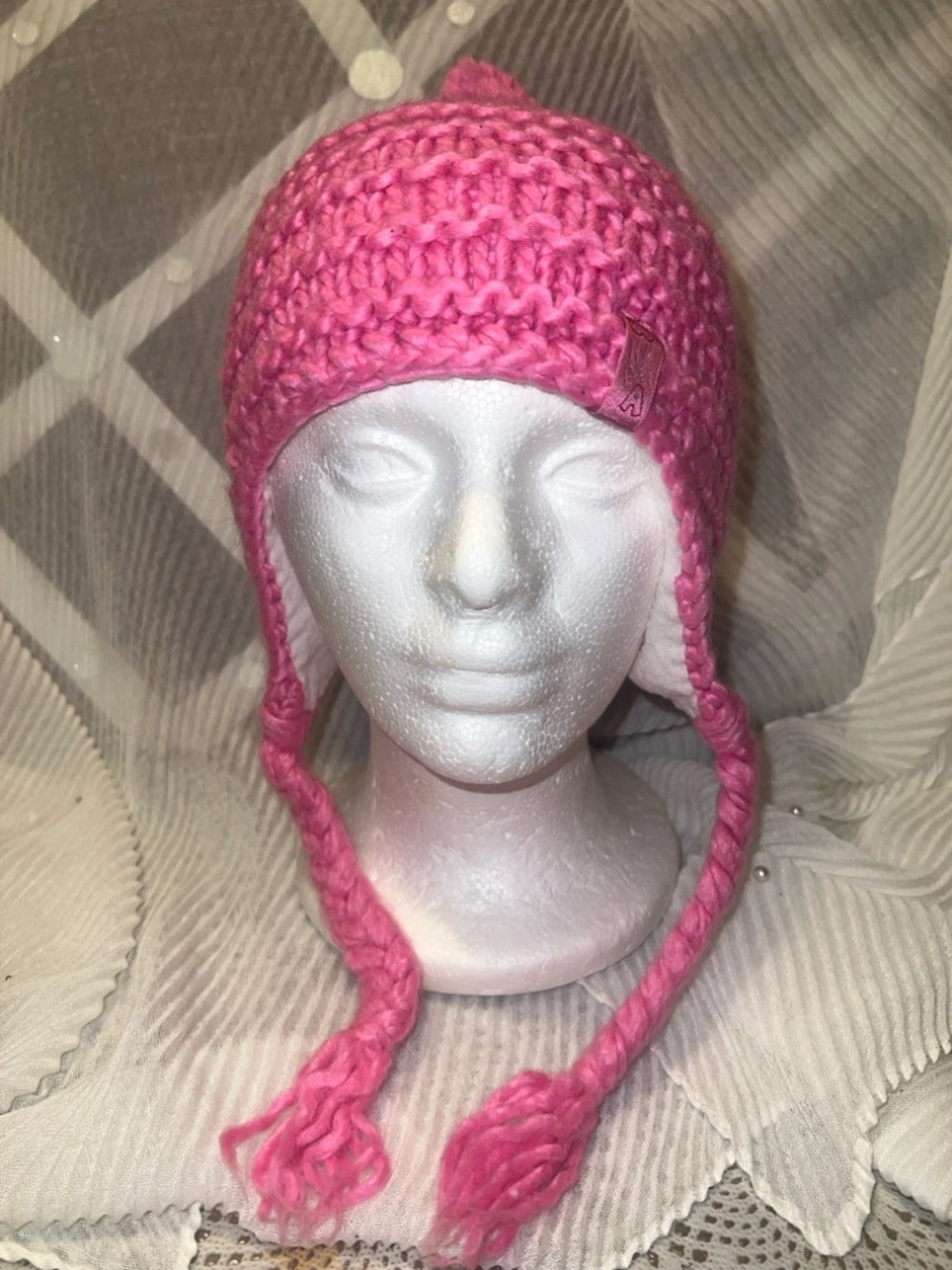 Kids Pink Knit Beanie Hat